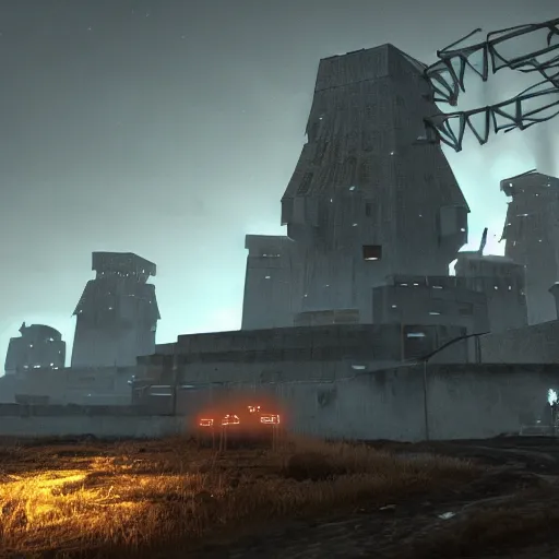 Image similar to the citadel from half - life by simon stalenhag, 4 k, hdr, tonemapping, goldsrc, half - life engine, black mesa, wad file, detailed, atmospheric, majestical lighting