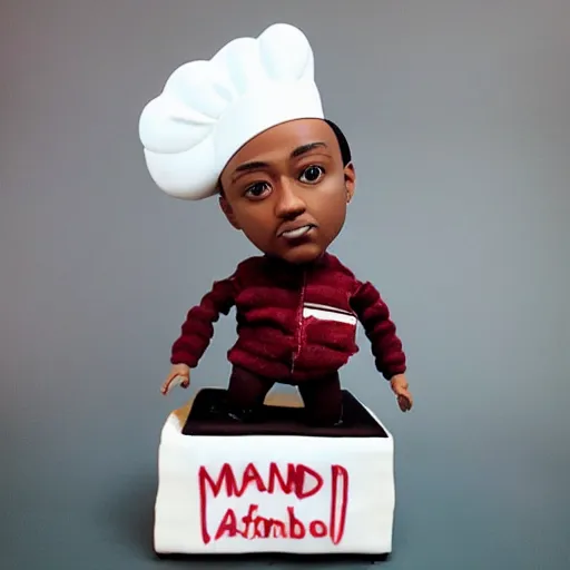 Prompt: “an award winning symmetrical photograph of an action figure doll of Kendrick Lamar working as a pastry chef”