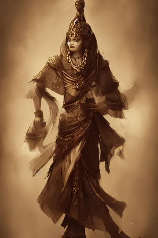 Image similar to Trying new style. I wanted to design fun character based on historical figure. Modun Shanyu by Bastien Lecouffe-Deharme, trending on artstation