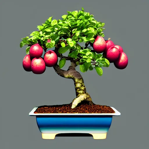 Prompt: bonsai fruit tree with apples!! but minimalistic concept art by frank stella gilleard james whalen tom, colorful, soft light, trending on artstation, minimalism