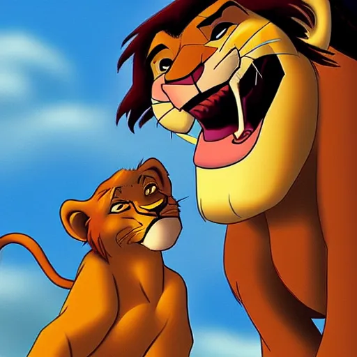 Image similar to askari scar battling the lion King Simba