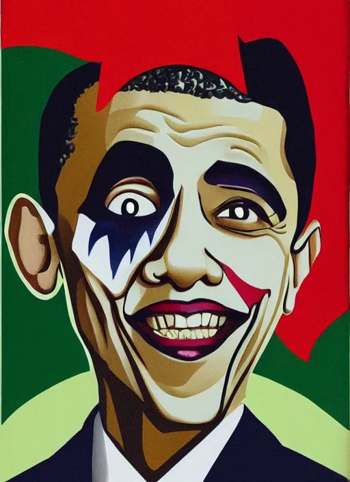 Image similar to barack obama as the joker in the style of ernst ludwig kirchner