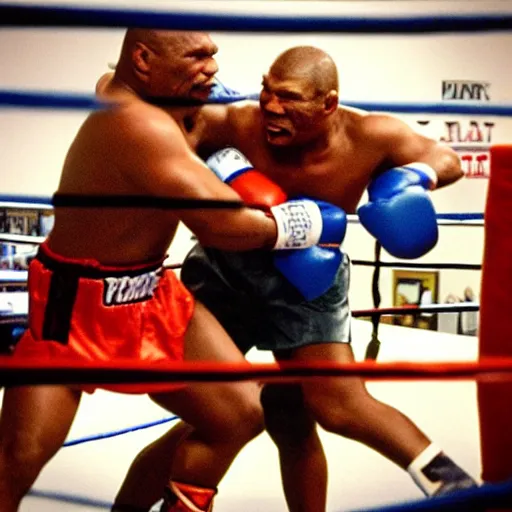 Image similar to “Mike Tyson fighting a bear in a boxing ring, 4k photograph, award winning”