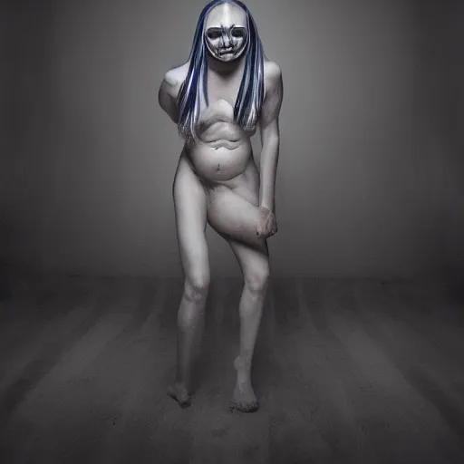 Image similar to my female sleep paralysis demon, 8k, award winning photo, studio portrait