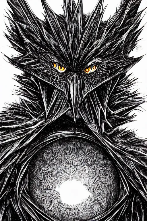 Image similar to crow monster, symmetrical, highly detailed, digital art, sharp focus, trending on art station, kentaro miura manga art style