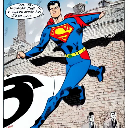 Prompt: Cary Grant as Superman in the style of Frank Quitely,