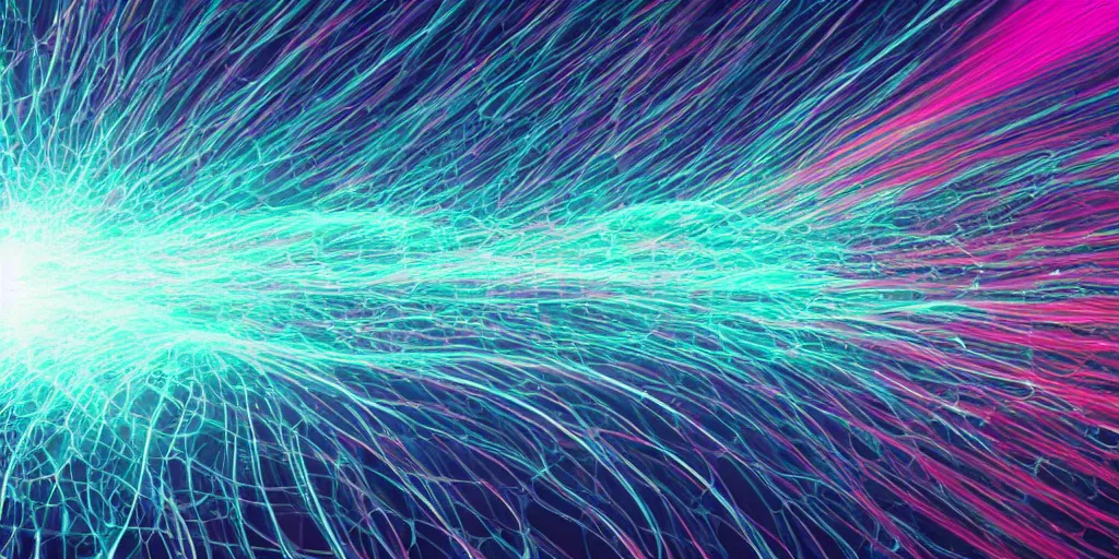 Image similar to shinny 3 d particles trails shaped of wave flying in the universe in the style of maxim zhestkov and refik anadol. colorfully lit. 4 k 3 d. hyper realism. hyper detailed. vray octane redshift unreal.