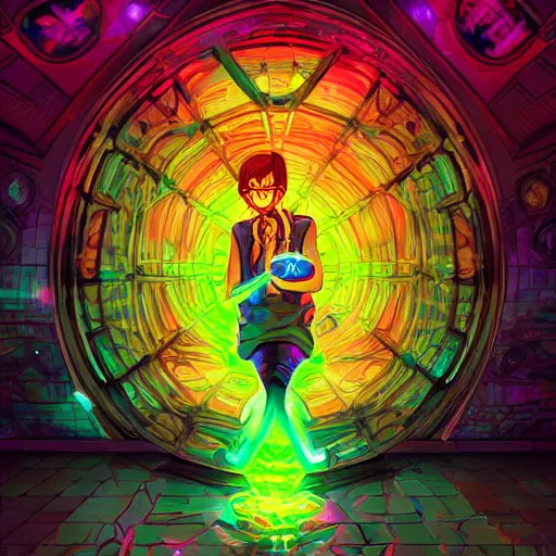 Image similar to skill magic geek inside matrix deepdream radiating a glowing aura stuff loot legends stylized digital illustration video game icon artstation lois van baarle, ilya kuvshinov, rossdraws,