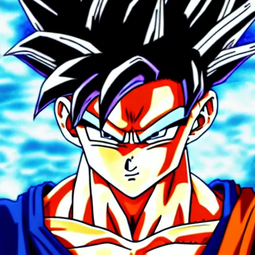 Image similar to Goku Portrait, ultra wide angle, anime art, beautiful scene, Poster Design, Very Epic, 4k resolution, highly detailed, Trend on artstation, sketch, Digital 2D, Character Design