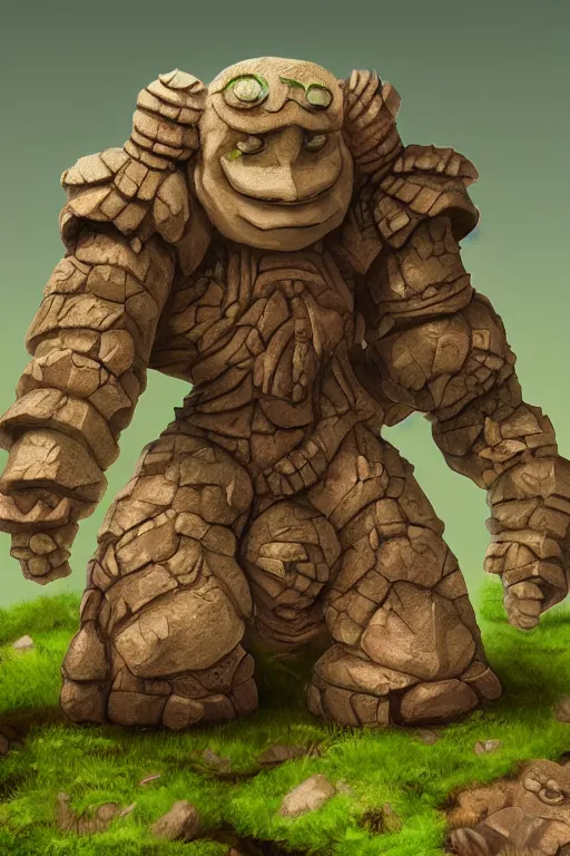 Image similar to zelda fantasy art giant golem troll wood rock greeble gemstone, global illumination ray tracing hdr fanart arstation by sung choi and eric pfeiffer and gabriel garza and casper konefal