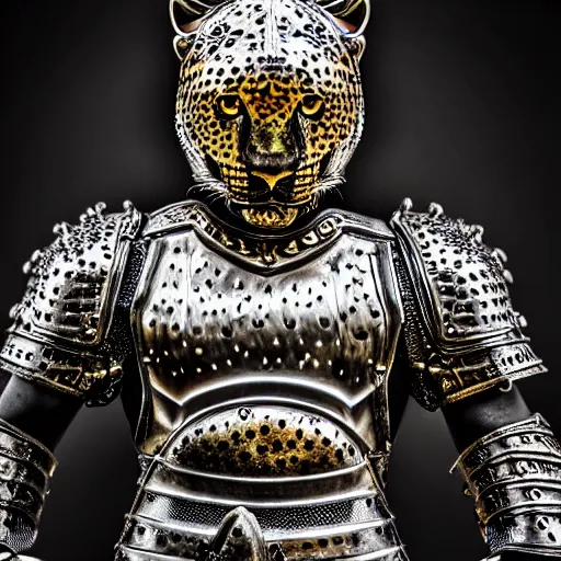 Prompt: photo of a warrior with metal jaguar armour, highly detailed, 4k, HDR,