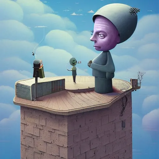 Prompt: gediminas pranckevicius paranoid android illustration