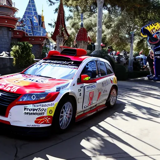 Image similar to sebastien loeb driving in disneyland