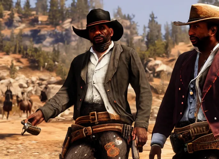 Prompt: stephen a smith in red dead redemption, ps 4 gameplay