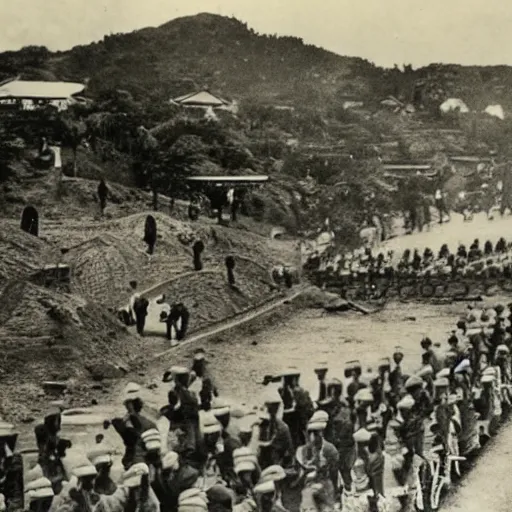 Image similar to japanese invasion of taepei, historical photo, realistic