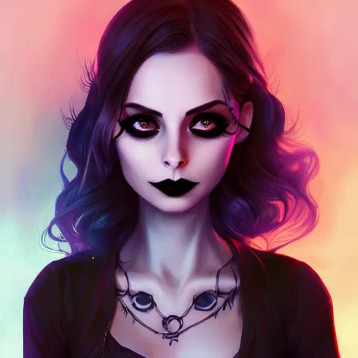 Image similar to a portrait of a beautiful willa holland as a goth, art by lois van baarle and loish and ross tran and rossdraws and sam yang and samdoesarts and artgerm, digital art, highly detailed, intricate, sharp focus, trending on artstation hq, deviantart, unreal engine 5, 4 k uhd image