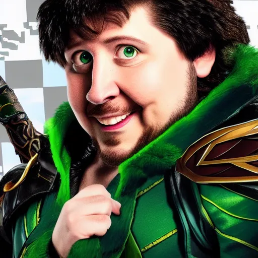 Image similar to Jon Tron as loki in the avengers, hyperrealistic