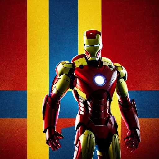 Prompt: Iron Man in Ukraine colors 4K detail