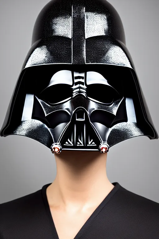 Image similar to dath vader helm designed by wayne barlowe, swarovski and tiffany, symmetry, sci - fi, cinematic, elegant, luxury, perfect light, perfect composition, dlsr photography, sharp focus, dark fantasy, 8 k, ultra hd, sense of awe, highly detailed, realistic, intricate