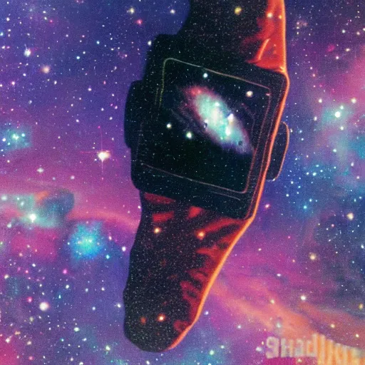 Image similar to astronaut falling on a nebula vintage 8 0 s