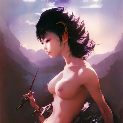 Prompt: asian beauty by peter andrew jones and akihiko yoshida, rule of thirds, seductive look, beautiful