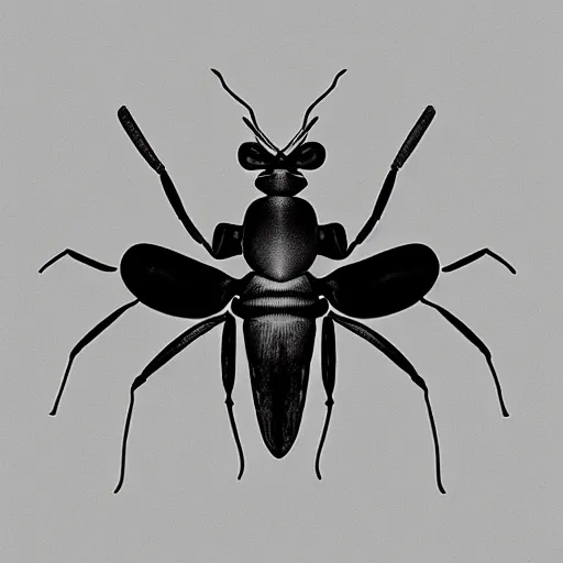 Image similar to soldier ant, black and white, botanical illustration