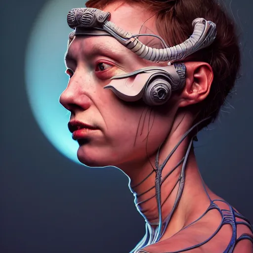 Image similar to Colour Caravaggio style Photography of full body of a Beautiful woman with highly detailed 1000 years old face wearing higly detailed sci-fi VR headset designed by Josan Gonzalez Many details. . In style of Josan Gonzalez and Mike Winkelmann andgreg rutkowski and alphonse muchaand Caspar David Friedrich and Stephen Hickman and James Gurney and Hiromasa Ogura. Rendered in Blender and Octane Render, volumetric natural light