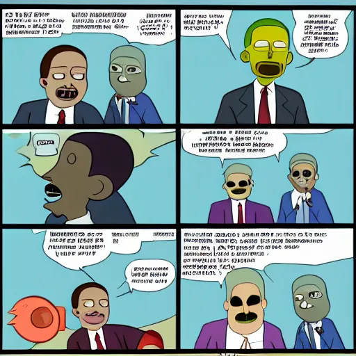 Image similar to obama as a character in rick and morty