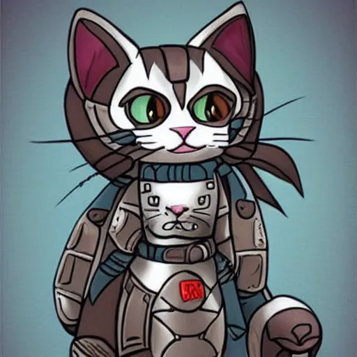 Image similar to battle armor wearing cute cats