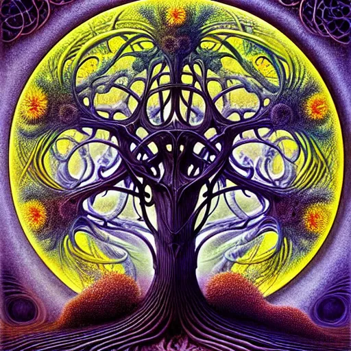 Image similar to tree of life by roger dean and andrew ferez, art forms of nature by ernst haeckel, divine chaos engine, symbolist, visionary, art nouveau, organic fractal structures, surreality, detailed, realistic, ultrasharp