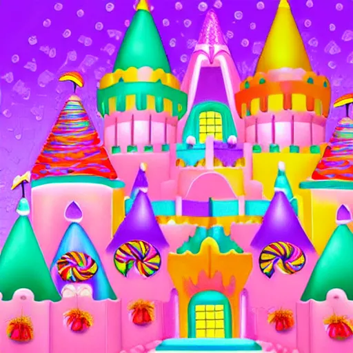 Image similar to candyland castle symmetry by lisa frank