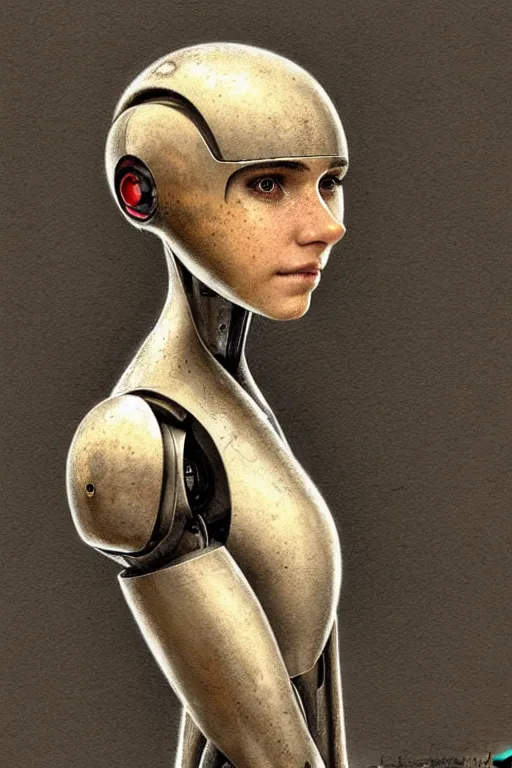 Prompt: headshot of humanoid robot from ex machina, by jean - baptiste monge