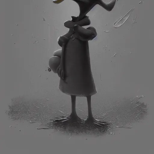 Image similar to michael karcz grunge drawing of donald duck. , in the style of corpse bride, loony toons style, horror themed, detailed, elegant, intricate, trending on artstation, 4k