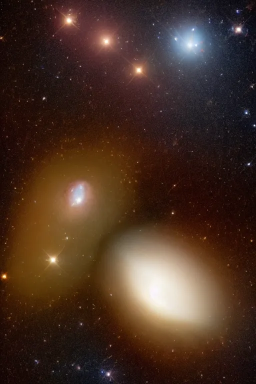 Image similar to a deep space photograph taken by james webb space telescope of a galaxy cluster with gravitational lensing