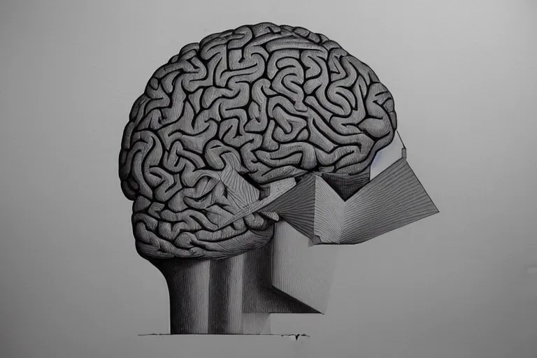 Prompt: inner workings of brain by jeffrey smith, cubism, 3 d depth, charcoal sketch, trending art station, masterpiece