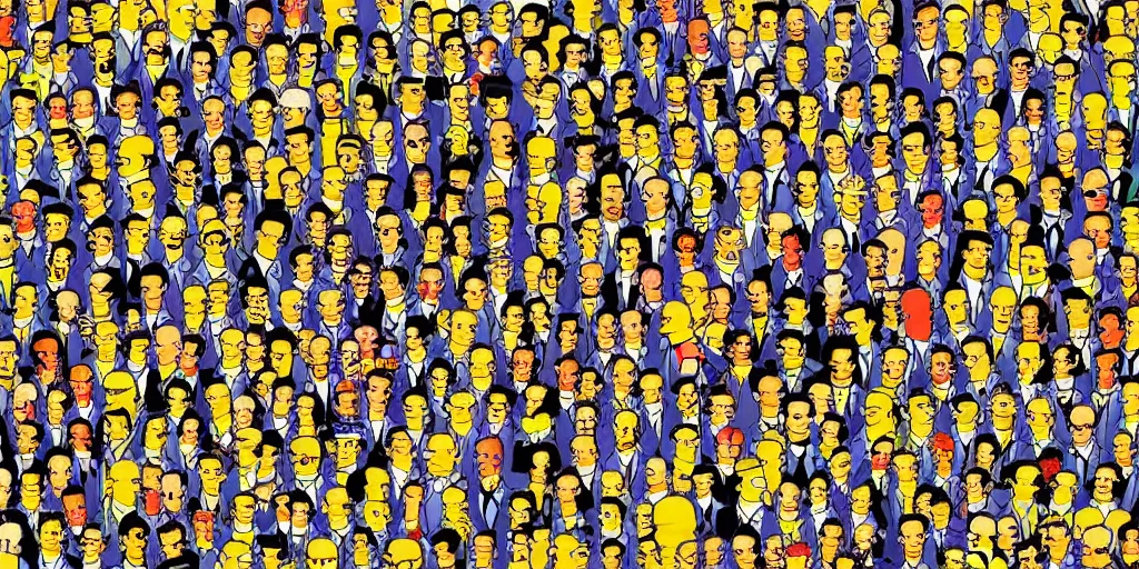 Image similar to the simpsons, autostereogram, magic eye, where's wally