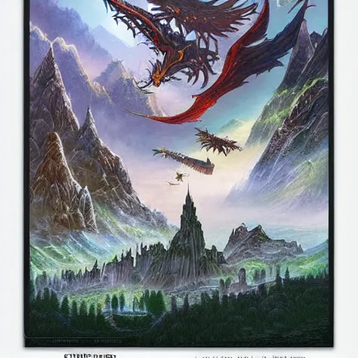 epic fantasy landscape. towers, castles, and dragons. | Stable ...