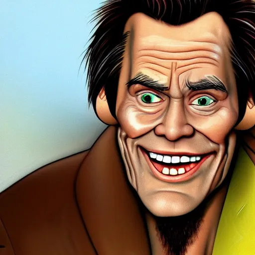 Prompt: cartoon of jim carrey by terry gilliam, hd, detailed, 4 k, award winning