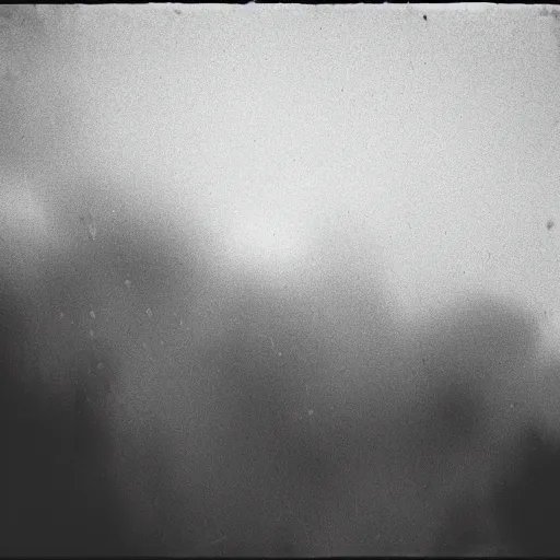 Prompt: vintage analog portrait, greyscale, gigantic smoke clouds visible, heavy film grain, rain, color bleed, depth of field, bokeh