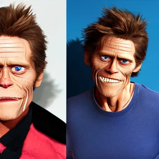 Prompt: Willem Dafoe made by Pixar