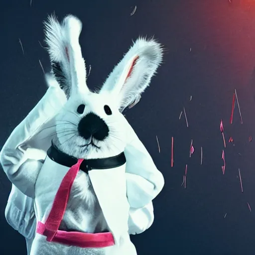 Image similar to bad bunny stabbed by swat