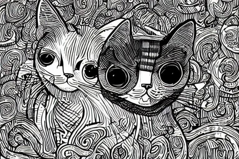 Image similar to cat, art by mcbess