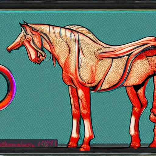 Image similar to digital horse, retrowave palette, highly detailed, anatomically correct equine, synth feel, digital art