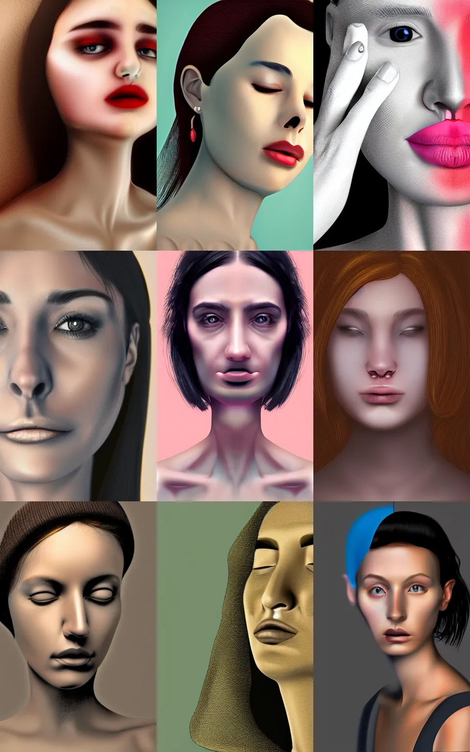 Prompt: woman,no mouth and nose,digital art,photorealistic,8k