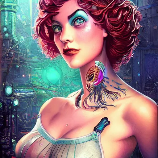 Image similar to Lofi mermaid BioPunk BioShock portrait, Pixar style, by Tristan Eaton Stanley Artgerm and Tom Bagshaw.