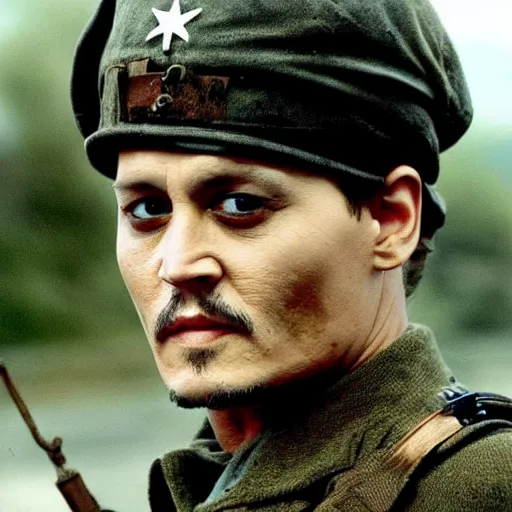 Image similar to Johnny Depp starring in saving private Ryan