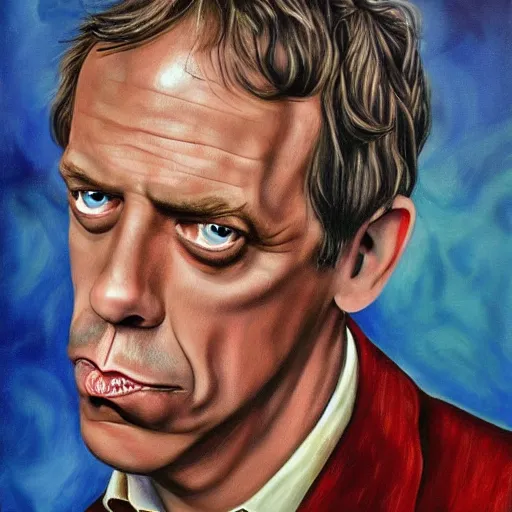 Image similar to hugh laurie made of whimsical dreams, surrealist painting, highly detailed