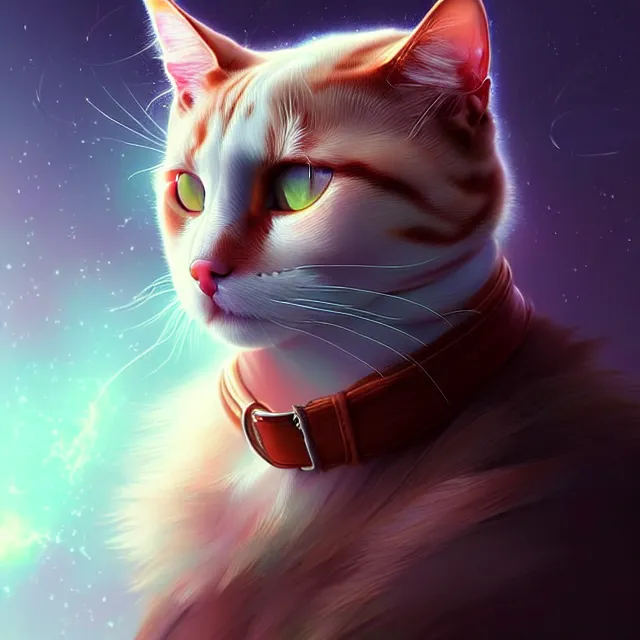 Prompt: epic professional digital art of cat, best on artstation, cgsociety, wlop, Behance, pixiv, cosmic, epic, stunning, gorgeous, much detail, much wow, masterpiece