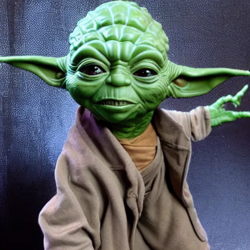 Prompt: Yoda as a highly experienced bodybuilder