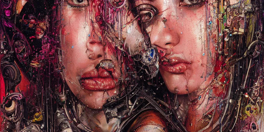 Image similar to portrait of Virgin Mary, melting ,8k,by tristan eaton,Stanley Artgermm,Tom Bagshaw,Greg Rutkowski,Carne Griffiths, Ayami Kojima, Beksinski, Giger,trending on DeviantArt,face enhance,hyper detailed,minimalist,cybernetic, android, blade runner,full of colour, super detailed